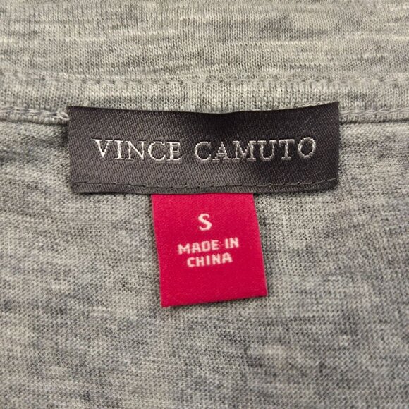 Vince Camuto Short Sleeve V Neck Top S Grey Relaxed Fit Embellished T Shirt NWT - Picture 5 of 9